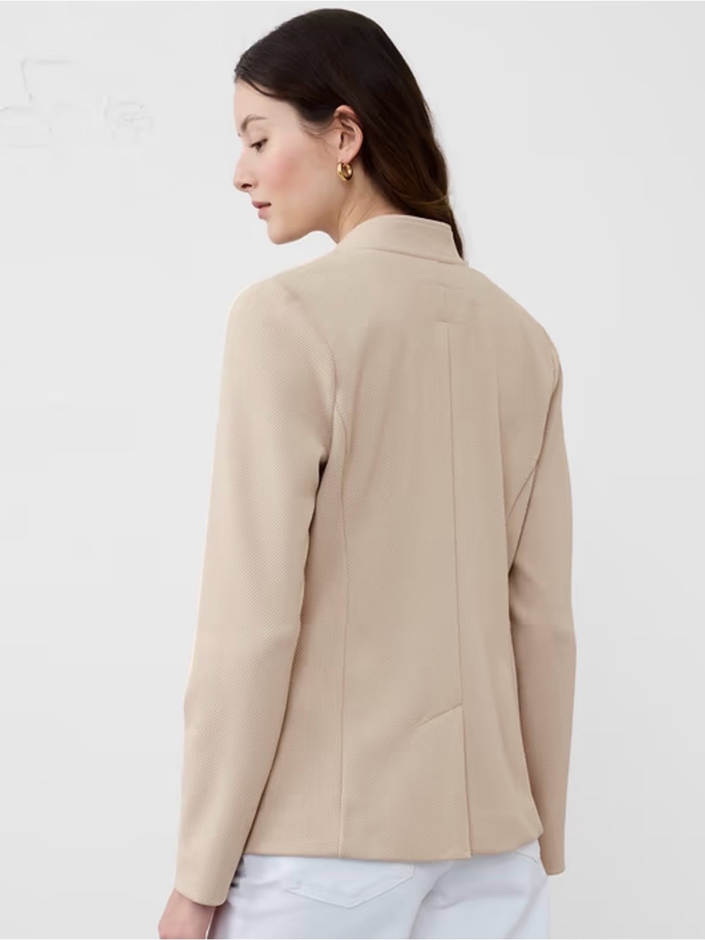 Banana Republic Beige Stand-Collar Button Blazer - Picture 2 of 7